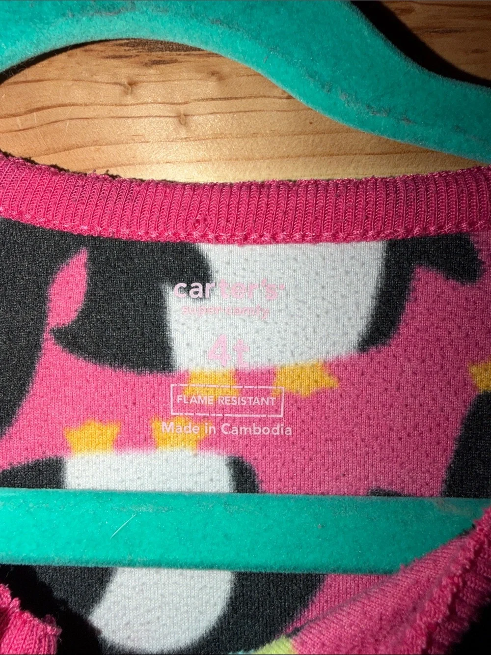 Carter's Pink Penguin Print Footed One-Piece Pajamas